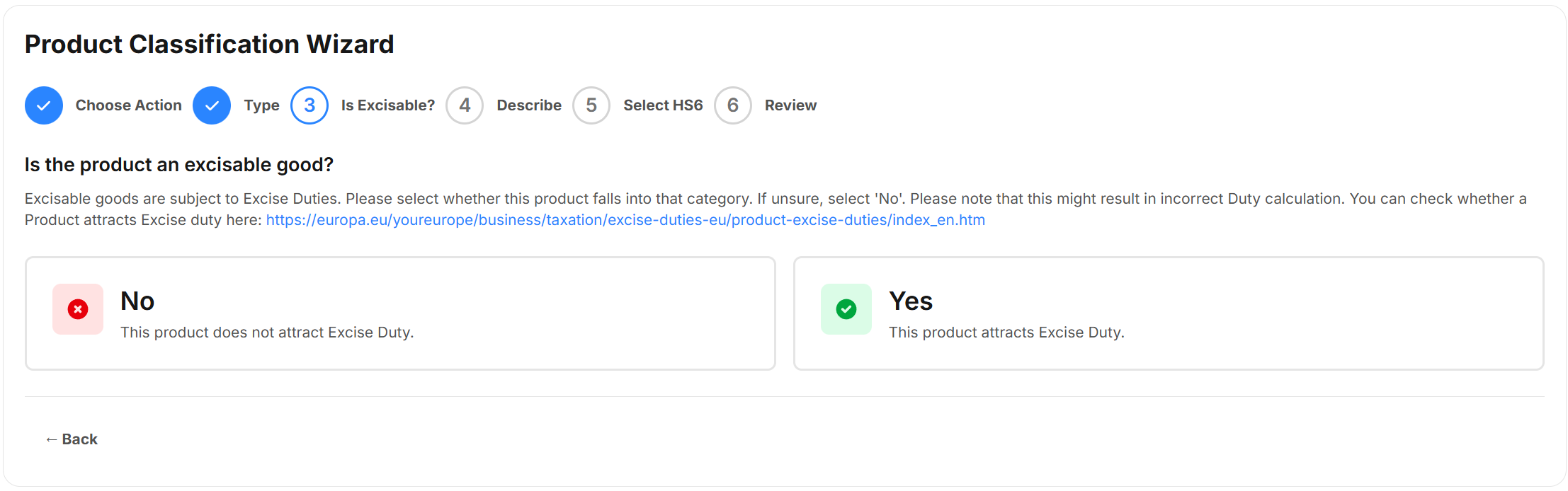 Product Classification Wizard Step 3
