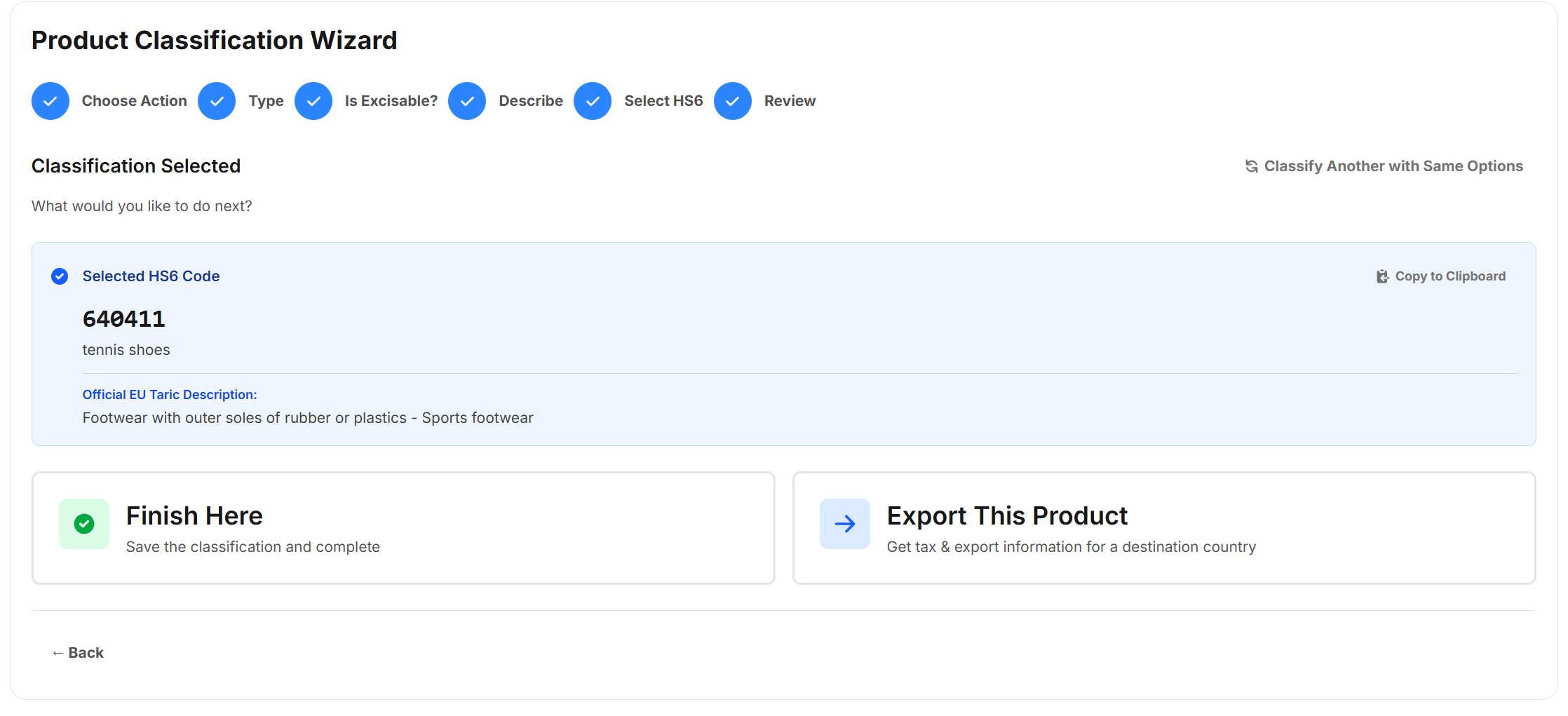 Single Product Classification Result