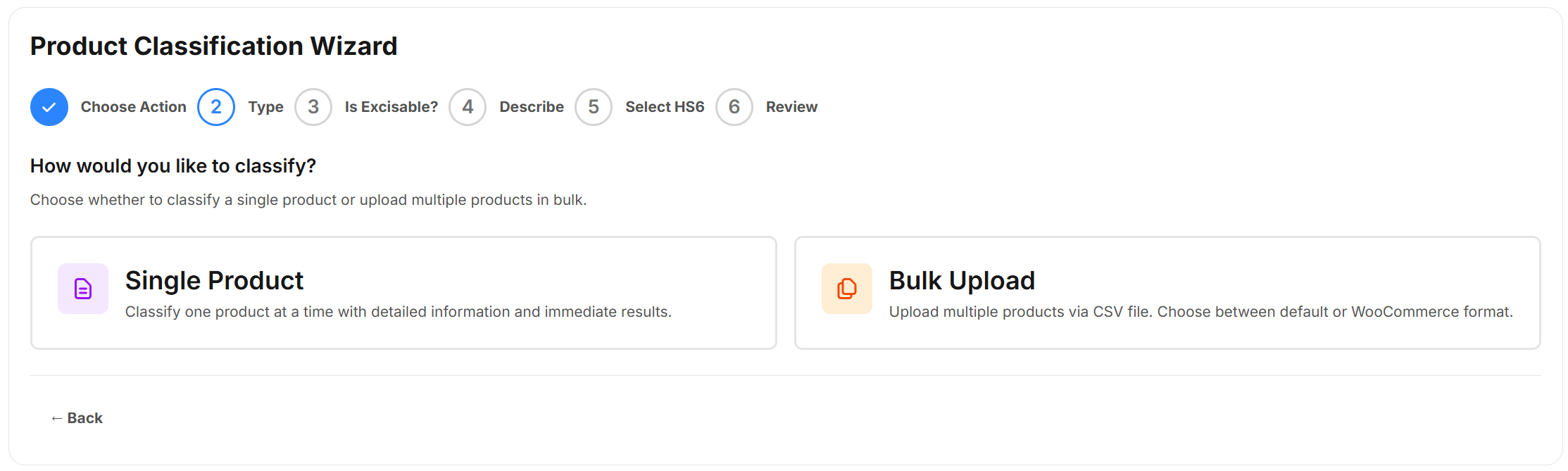 Product Classification Wizard UI
