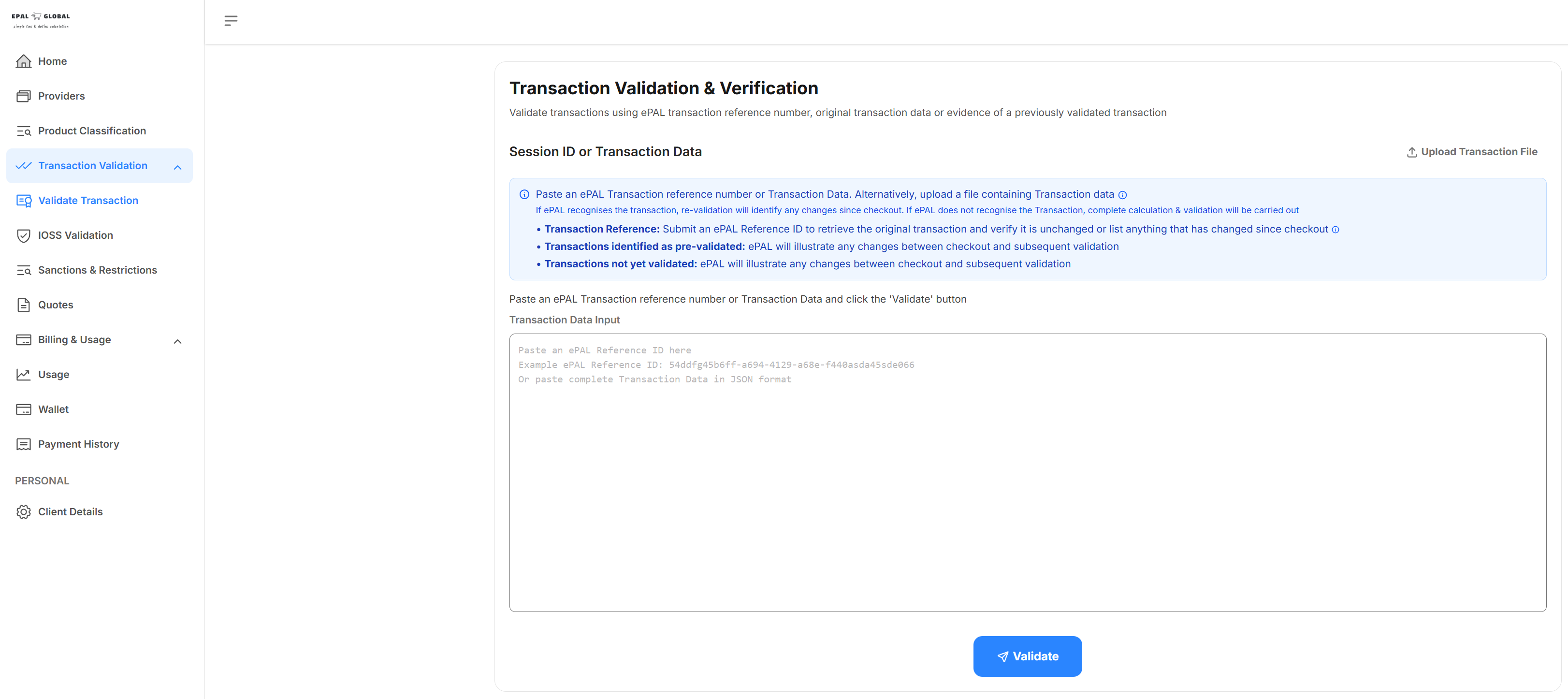 Transaction and Validation UI