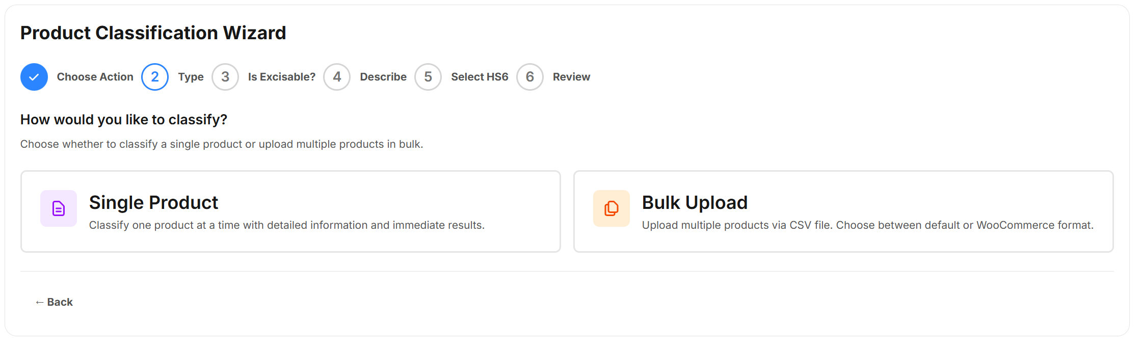 Product Classification Wizard Step 2