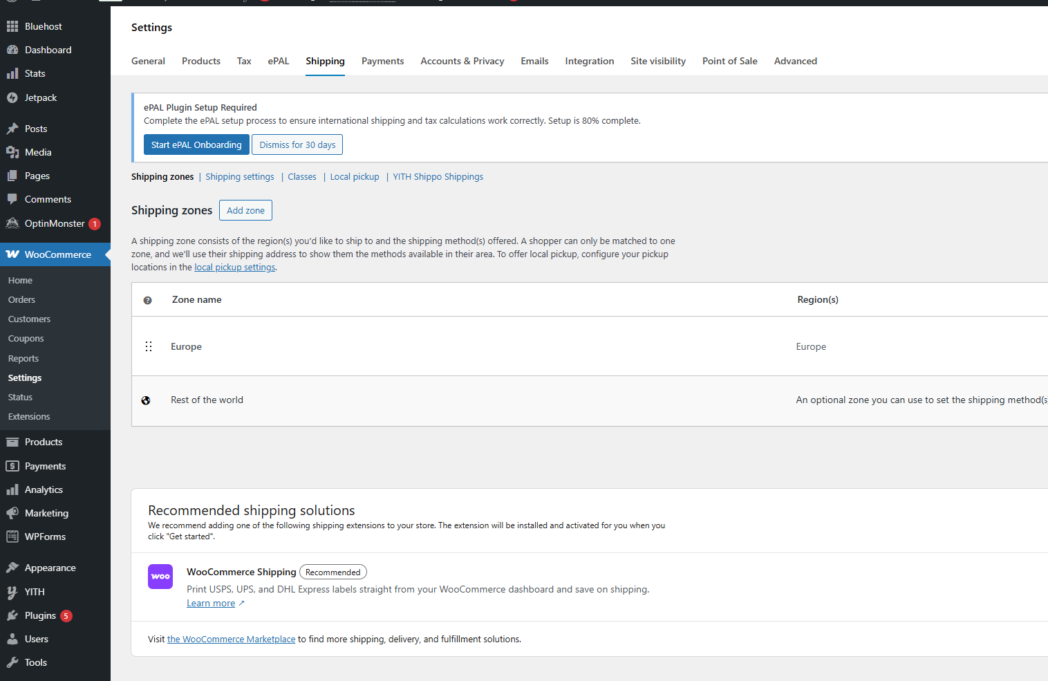 Shipping Method Settings