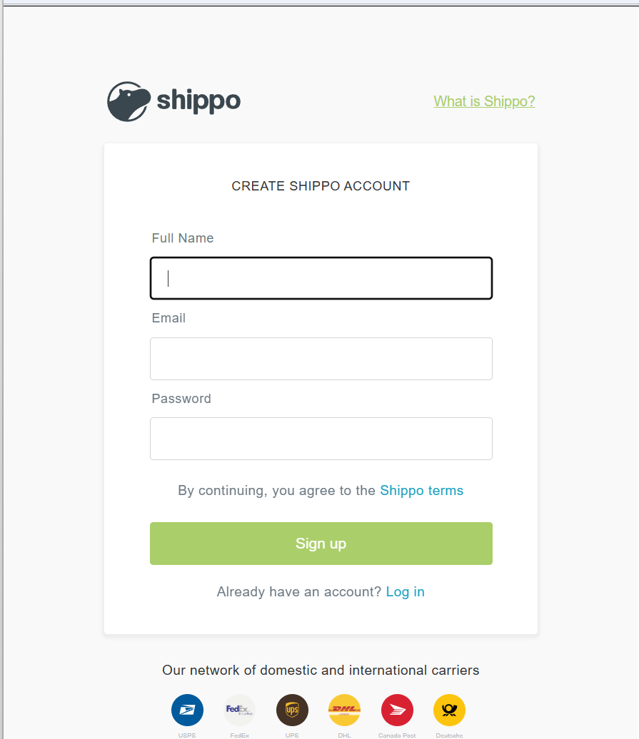 Shippo Login UI